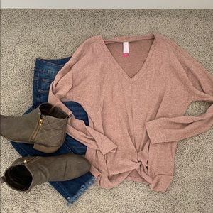 Pink knotted detail sweater